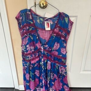 Free people floral Blue and Pink Dress